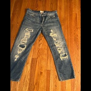 CURRENT ELLIOT THE BOYFRIEND TATTERED DESTROY JEANS SIZE 28